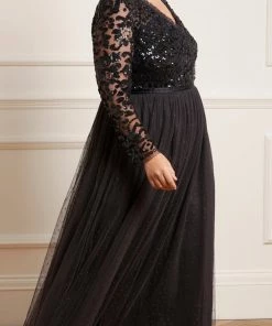 Needle & Thread Holding LTD Tempest V-Neck Bodice Ankle Gown